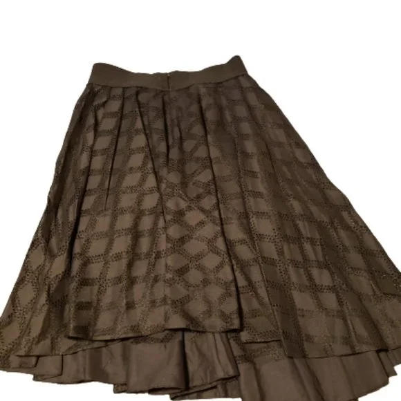 Sandro Paris Windowpane Smocked Midi Skirt Asymmetrical Lined Stretch Skirt - Picture 11 of 11